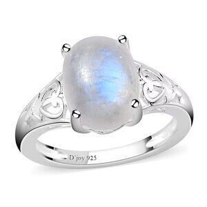 NWT Kuisa Rainbow Moonstone Solitaire Ring in Sterling‎ Silver 3.10 ctw